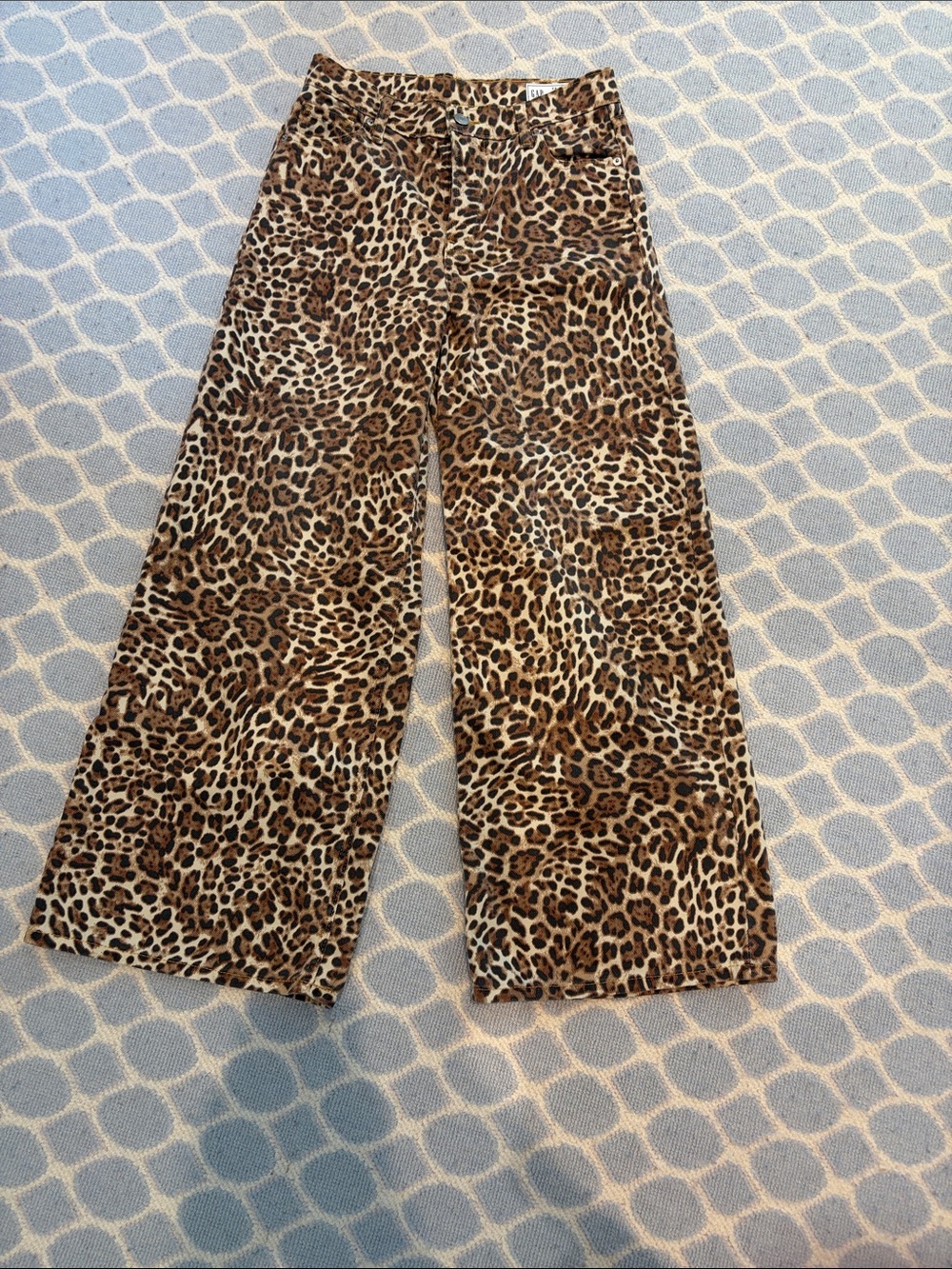 GAP Leopard Print Cropped Wide-Leg Jeans - Brown Black Cream